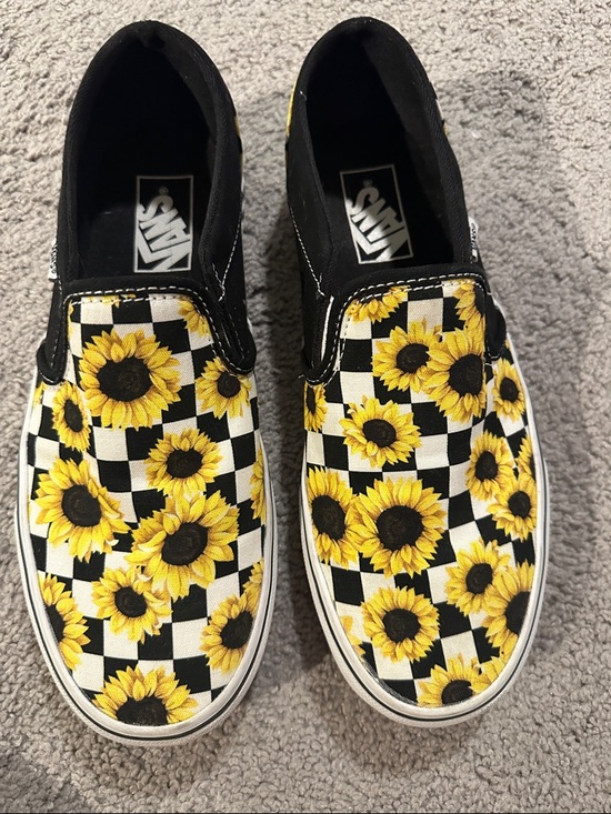 Vans Shoes - Vans Checkerboard Sunflower Slip-On - Yellow/Black/White